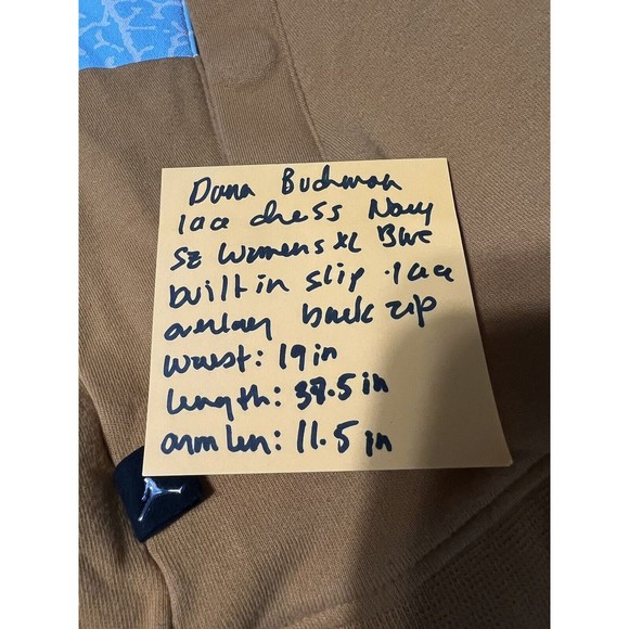 Dana Buchman Womens Sz XL Knee Length 3/4 Sleeve Lace Overlay Lined Dress Blue - Picture 10 of 10